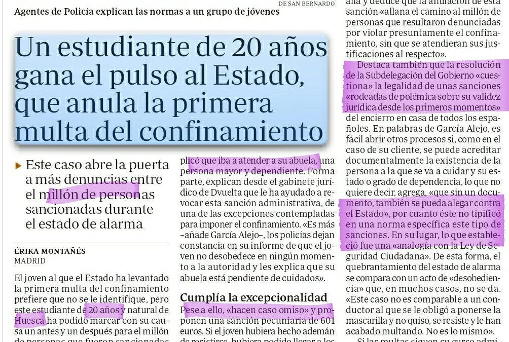 Recurra las multas que le hayan puesto durante el confinamiento